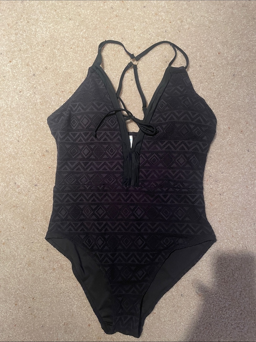 NWOT Caribbean Sand Black Textured one piece Swimwear